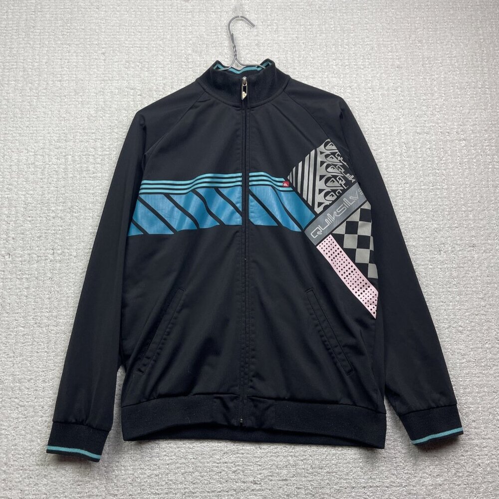 VTG Quicksilver Full Zip Sweater Jacket Y2K Surf Skate Logo Youth XL (≈ Men S)